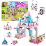 Jeu de construction château rose pastel 6-en-1, 131 pièces