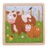 Bigjigs Toys puzzle en bois vache et son veau – 16 pièces