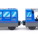 Train de voyageurs avec conducteur et passagers à piles