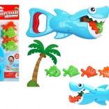 Set de bain ludique Requin chasseur de poissons bleu