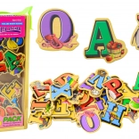 Aimants en bois avec des lettres et des images, 26 pièces