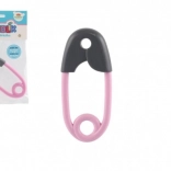 Hochet pour bébé en forme d’épingle, gris et rose