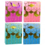 Sac cadeau avec motif géométrique doré 32 × 26 × 12 cm