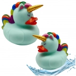 Canard de bain licorne vert à crinière arc-en-ciel