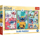 Puzzle Lilo & Stitch : Trois Puzzles en Un - Stitch 3x80 Pièces