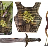 Costume de samouraï pour enfants avec armure dorée, arc et épée