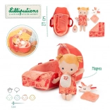 Lilliputiens – poupée bébé Lena dans un panier avec doudou et biberon, 12 m+