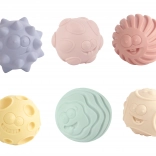 Balles motrices 6 cm – lot de 6 balles qui couinent avec surfaces variées