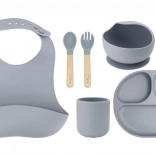 Set de repas en silicone pour enfants MoMi AMI en gris