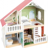 Maison de poupées en bois avec terrasse