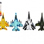 Avion/chasseur métal/plastique 11 cm à rétrofriction assortiment de couleurs 13x17x4 cm