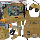 Set militaire pour enfants avec gilet, pistolet, masque, boussole et autres équipements