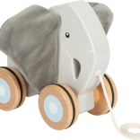 Jouet à tirer en bois Éléphant avec oreilles froissables