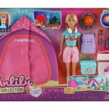 Poupée avec tente et effets, set 30 cm