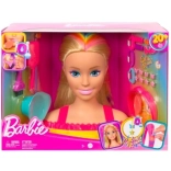 Tête à coiffer Barbie cheveux blonds arc-en-ciel néon
