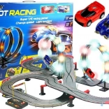Set de circuit slot de course avec boucles LED 1:43, 2 voitures