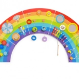 Tableau sensoriel et de manipulation mural en bois arc-en-ciel FSC – Viga
