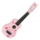 Guitare en bois rose avec des fleurs