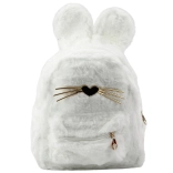Sac à dos pour enfants blanc avec oreilles de lapin et moustaches décoratives