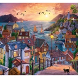 Puzzle Ville côtière au coucher du soleil 1000 pièces