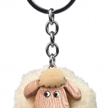 Porte-clés en bois Mouton avec pompon