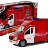 Camion de pompiers à inertie, avec lumières et sons, portes ouvrantes