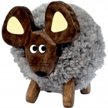 Souris décorative en bois avec pelage textile
