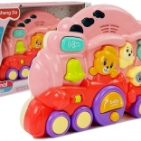 Locomotive rose interactive avec animaux et effets lumineux