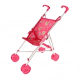 Poussette pour poupées type canne – rose, pliable