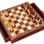 Échecs en bois avec pièces magnétiques et tiroir