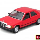 Modèle de voiture en métal Bburago 1:24 Plus 1987 Mercedes-Benz 190E rouge