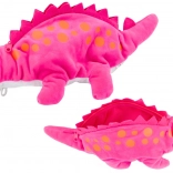 Dinosaure en peluche rose – trousse et cachette avec mousqueton