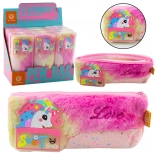 Trousse peluche avec licorne rose