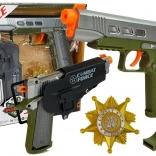 Set de police avec pistolet 20 cm, badge, sifflet et étui avec effets lumineux et sonores