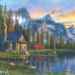 Puzzle Coucher de Soleil sur le Chalet 1000 Pièces