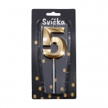 Bougie de fête numéro 5 dorée