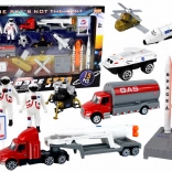 Set de figurines spatiales avec fusée et camion, 15 pièces
