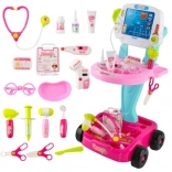 Coffret de docteur pour enfants avec chariot – rose, 18 pièces