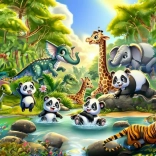 Puzzle Bain du panda 50 pièces