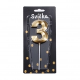 Bougie de fête chiffre 3 Or