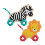 FISHER-PRICE animaux en bois à roulettes – ensemble lion et zèbre