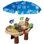 Woopie table d’eau 2-en-1 bateau pirate avec parapluie XL et fabricant de bulles