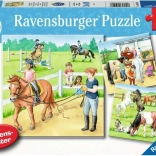 Ravensburger puzzle Journée chez les chevaux 3×49 pièces