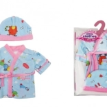 Peignoir bleu avec bonnet pour poupées 40-45 cm