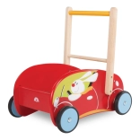 Chariot de marche en bois pour enfants en forme de voiture rouge