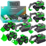 Véhicule de chantier à entraînement à friction – mini pelle, chargeuse ou bulldozer, vert