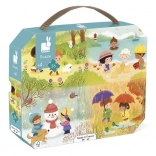 Janod puzzle en valisette – quatre saisons, 36 pièces