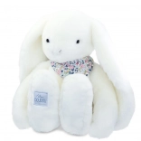 Doudou lapin en peluche avec foulard blanc 50 cm