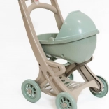 Poussette pour poupées en matériau ECO vert-beige DOLONI