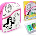 Sac à dos à colorier Rose avec la Petite Taupe, 30 cm et 8 feutres